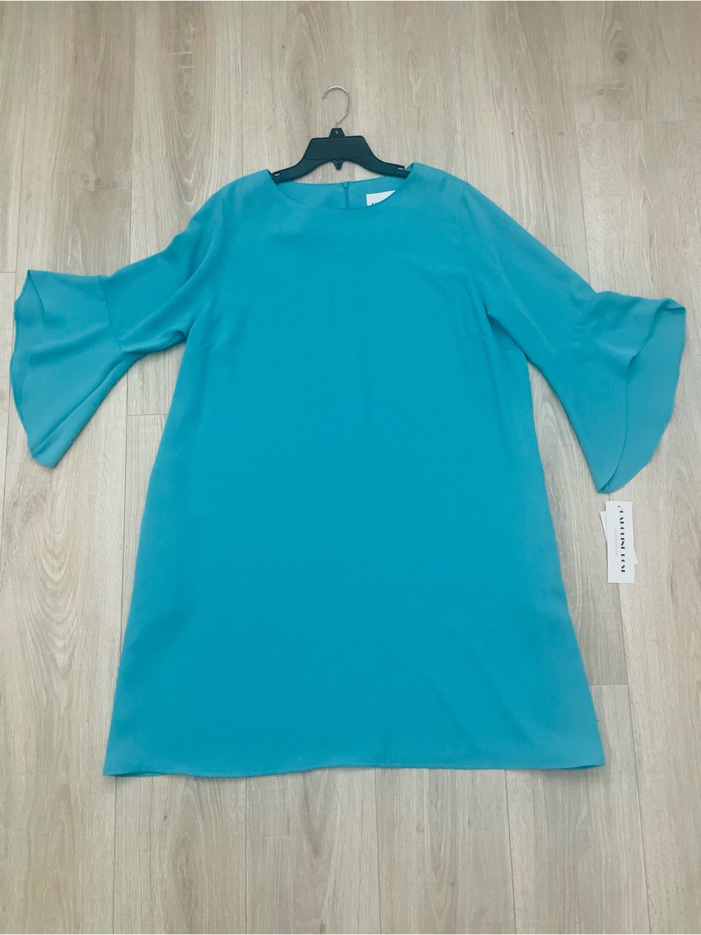 Teal A-Line Bell-Sleeve Dress